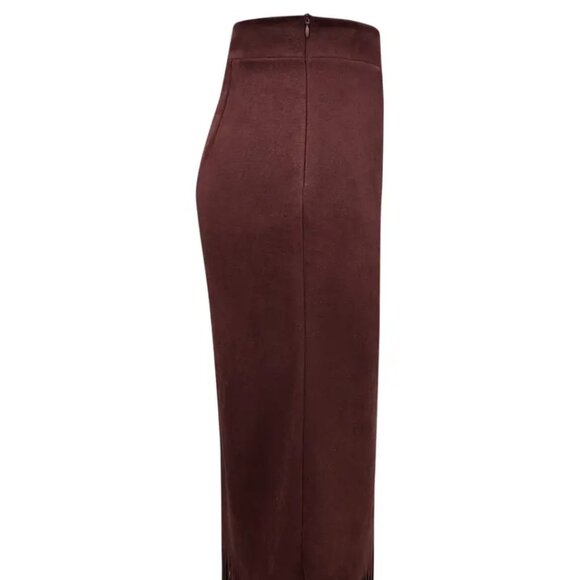 Elegant Fringe Hem -Length Skirt - Burgundy Brown All-Season Flowering Fringe - Picture 5 of 5